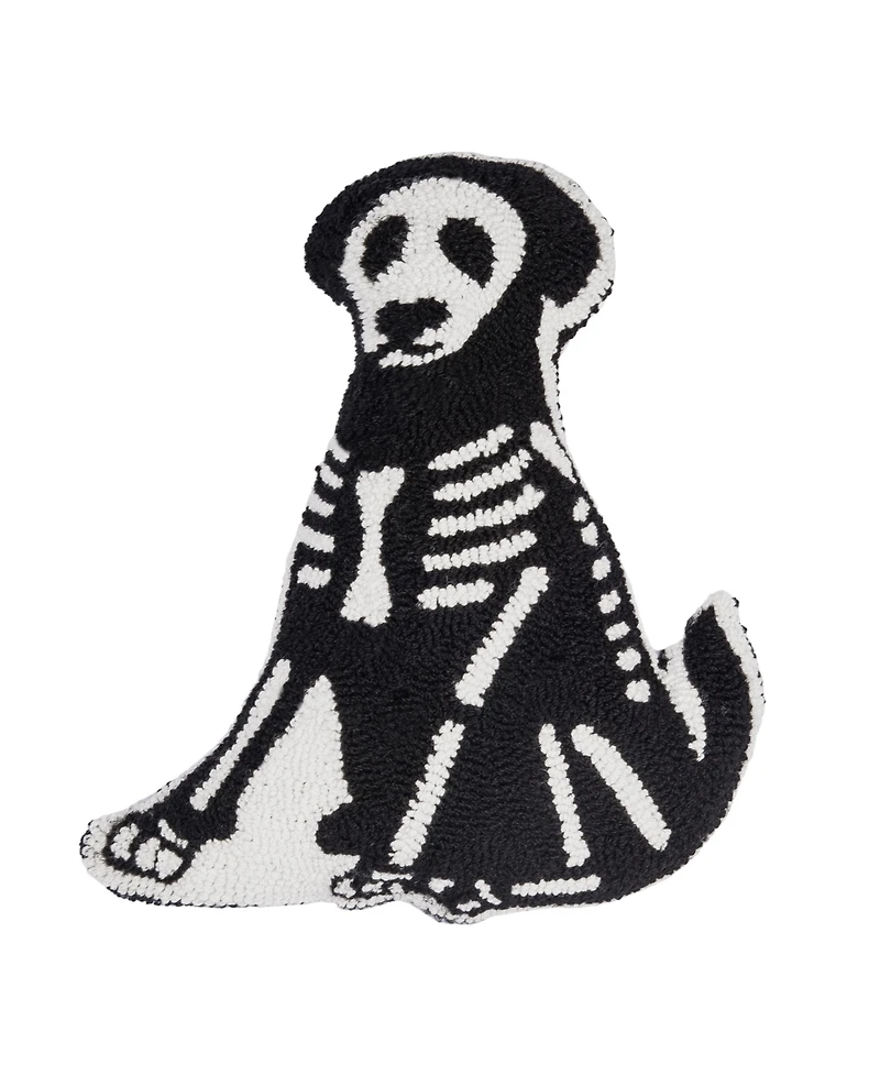 Halloween Dog Skeleton Costume Shaped Hooked Accent Pillow, 18" x 18"