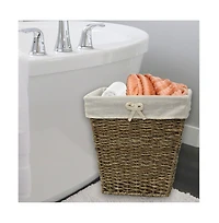 Wickerwise Woven Seagrass Small Waste Bin Lined with White Washable Lining