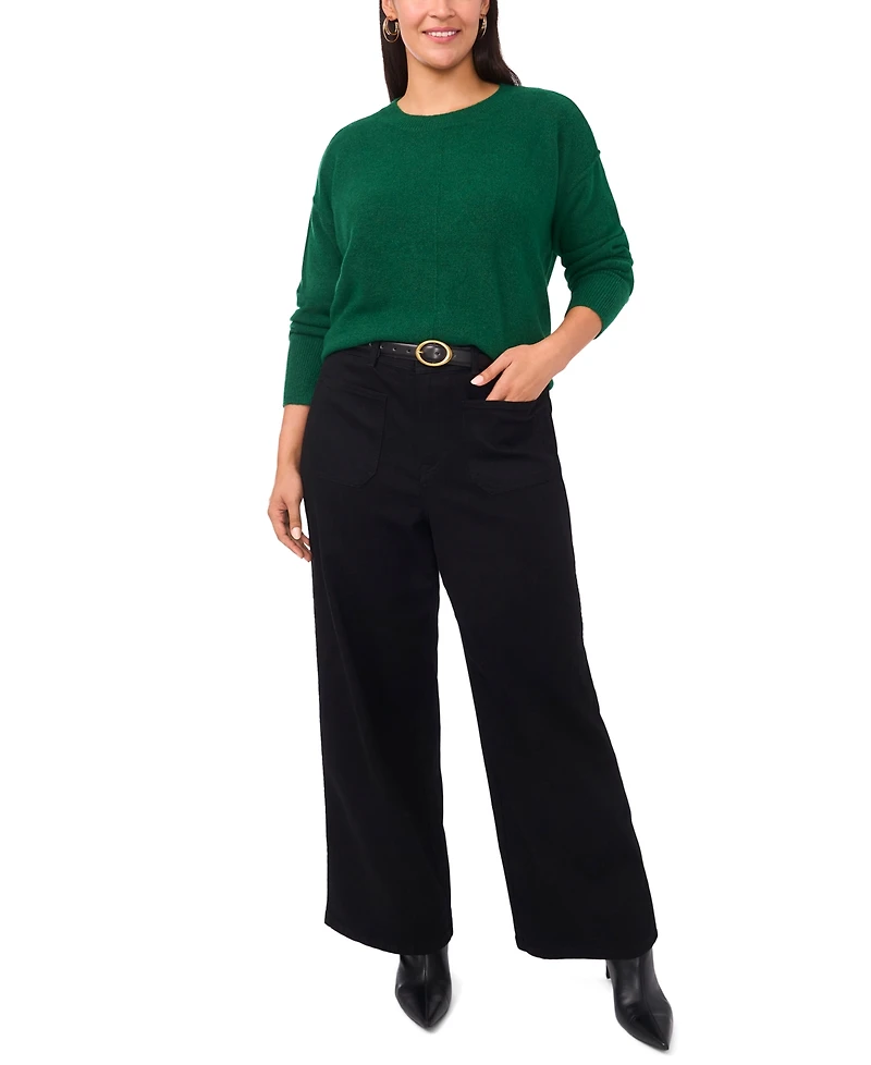 Vince Camuto Plus Cozy Crewneck Long-Sleeve Extend-Shoulder Sweater