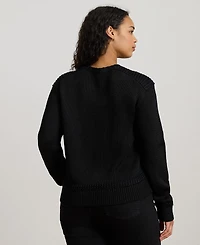 Lauren Ralph Plus Cotton-Blend Crew Neck Sweater