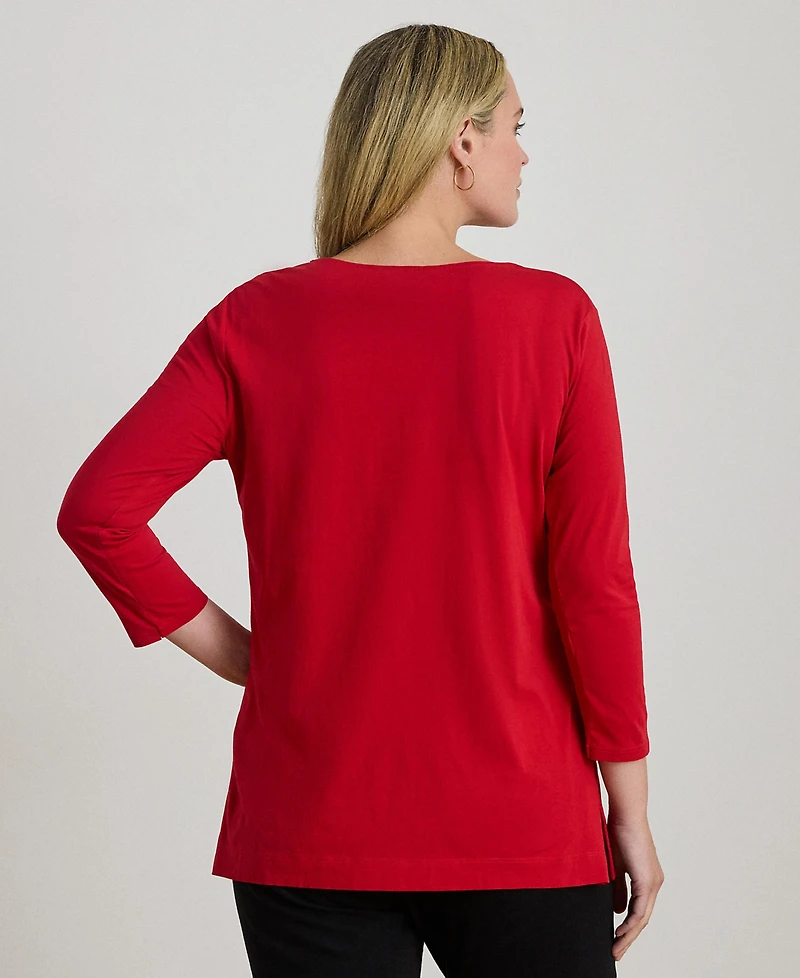 Lauren Ralph Plus Jersey Three-Quarter-Sleeve Tunic