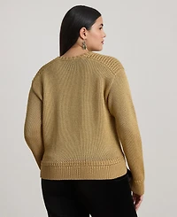 Lauren Ralph Plus Metallic Crew Neck Sweater