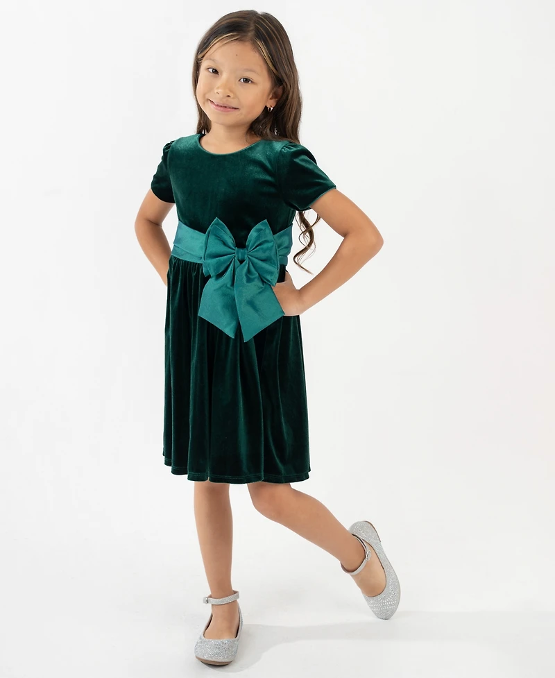 Rare Editions Girls 2T-6X Taffeta Bow Detail Dress
