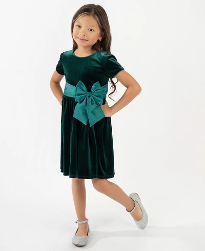 Rare Editions Girls 2T-6X Taffeta Bow Detail Dress