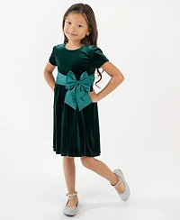 Rare Editions Girls 2T-6X Taffeta Bow Detail Dress