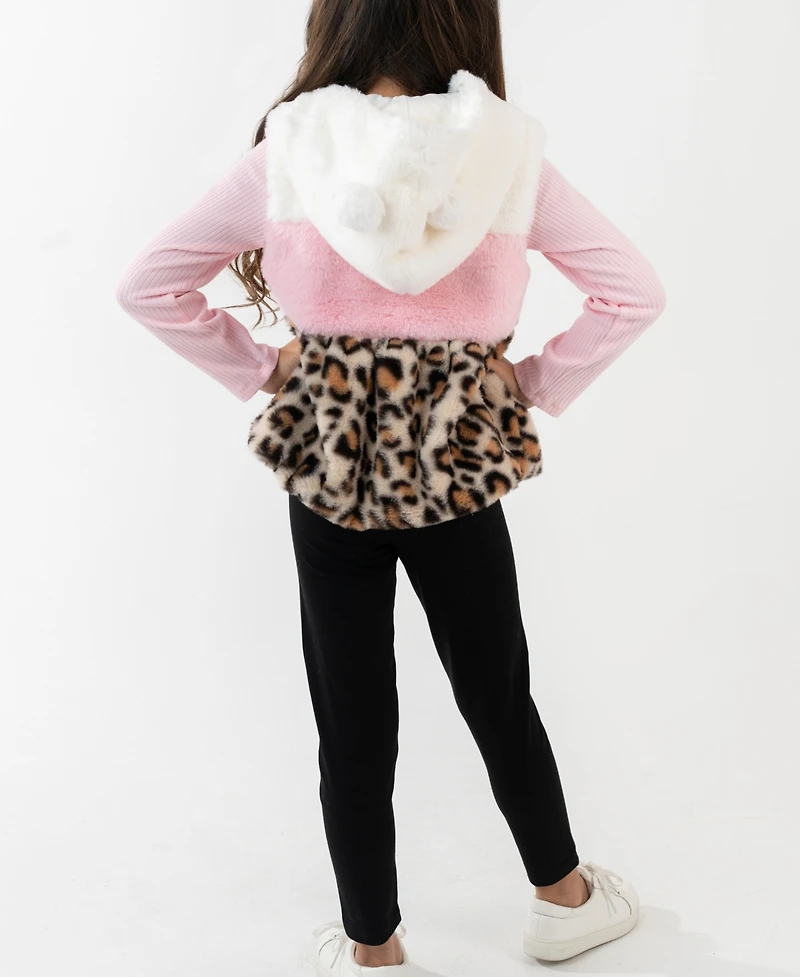 Rare Editions Girls 2T-6X 3-Piece Long Sleeve Top, Vest and Leggings Set