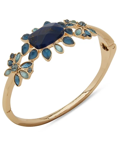 lonna & lilly Gold-Tone Blue Stone Cluster Bangle Bracelet