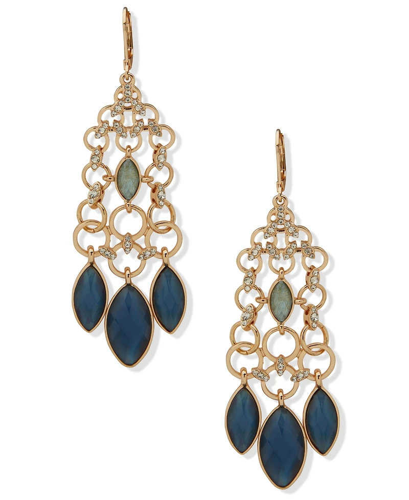 lonna & lilly Cubic Zirconia and Glass Stone Gold-Tone Chandelier Earrings