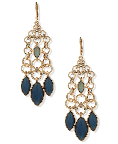 lonna & lilly Cubic Zirconia and Glass Stone Gold-Tone Chandelier Earrings