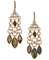 lonna & lilly Cubic Zirconia and Glass Stone Gold-Tone Chandelier Earrings