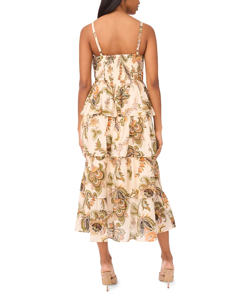 Msk Women's Sleeveless Tiered Midi Dress