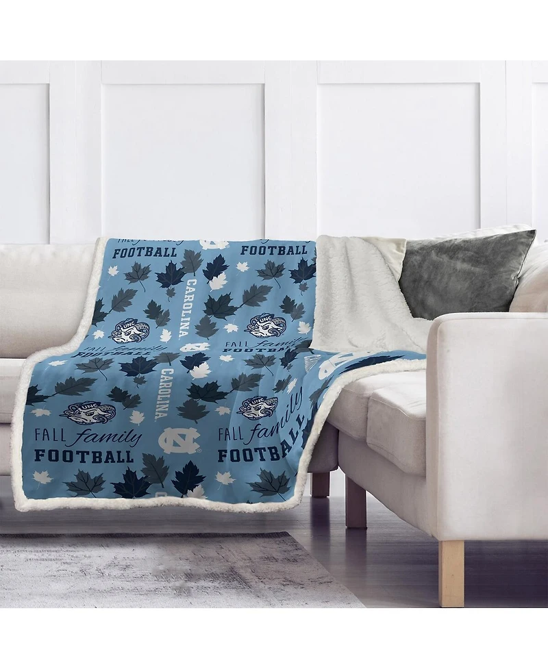 Pegasus Home Fashions North Carolina Tar Heels 60" x 70" Fall, Family Football Flannel Fleece Sherpa Blanket