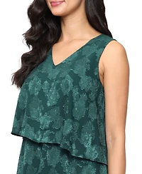 Sl Fashions Women's Sleeveless Burnout V-Neck Asymmetric Tiers Dress