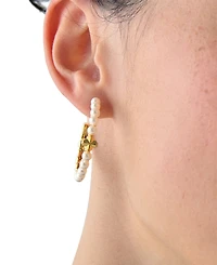 kate spade new york Imitation Pearl and Cubic Zirconia Hoop Earrings