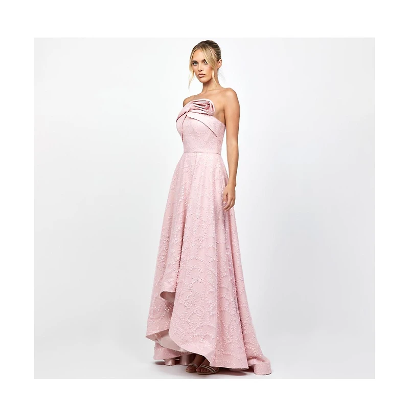 Bariano Women's Addyson Strapless Hi Lo Gown