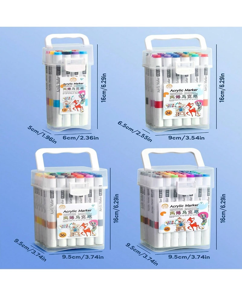 Htutwoo 36 Colors Acrylic Marker Pens For Diy Art Painting, Waterproof & Quick-Dry, For Student Art, Anime,Drawing Supplies Back To School