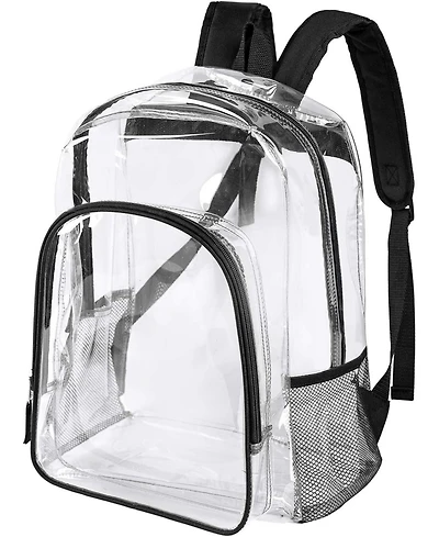 Clear Backpack Heavy Duty Clear Bookbag Transparent Plastic Backpacks for School Work Concert College (Black)