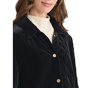 Jones New York Women's Quilted Velvet Snap-Front Jacket
