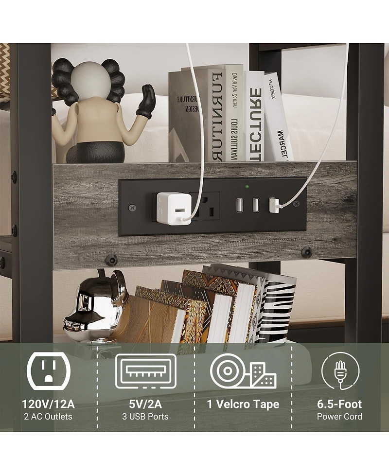 Aheaplus Height Adjustable C Table with Usb Port and Wheels