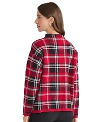 Jones New York Women's Plaid Mock Neck Sweater