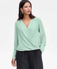 I.n.c. International Concepts Women's Surplice Long-Sleeve Blouse, Exclusively at Macy's