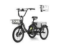 Mikolo Step-Thru Folding E-Trike, 500W 20" Electric Trike for Adults with Removable Battery & Basket