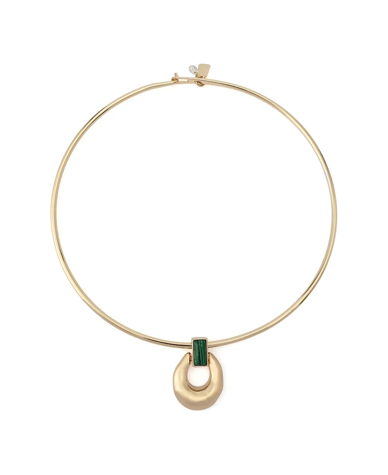 Robert Lee Morris Soho Malachite Molten Disc Pendant Wire Necklace