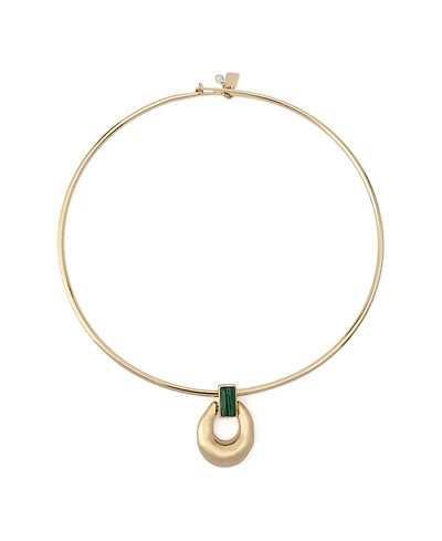 Robert Lee Morris Soho Malachite Molten Disc Pendant Wire Necklace