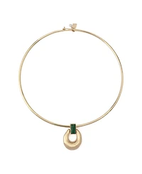 Robert Lee Morris Soho Malachite Molten Disc Pendant Wire Necklace
