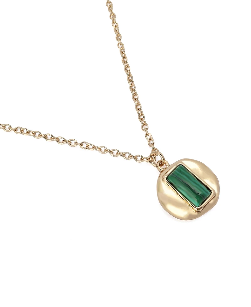 Robert Lee Morris Soho Malachite Molten Disc Pendant Necklace