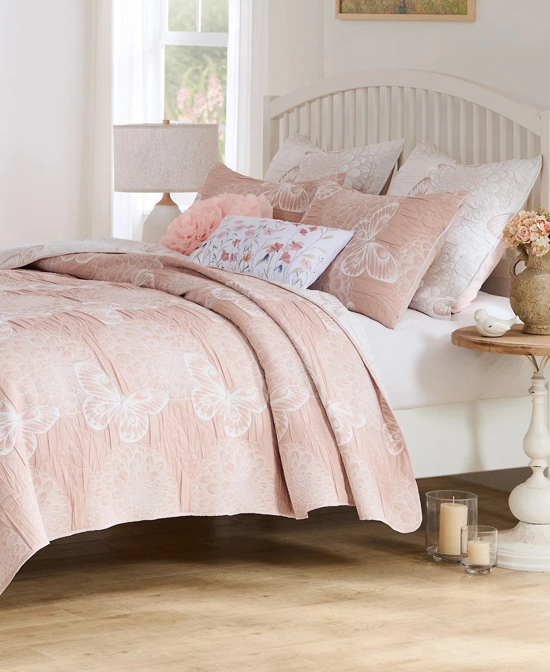 Greenland Home Fashions Mariposa Dahlia Matelasse 3-Pc. Coverlet Set