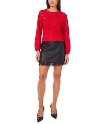 Vince Camuto Women's Cozy Crewneck Sequined Raglan-Sleeve Sweater