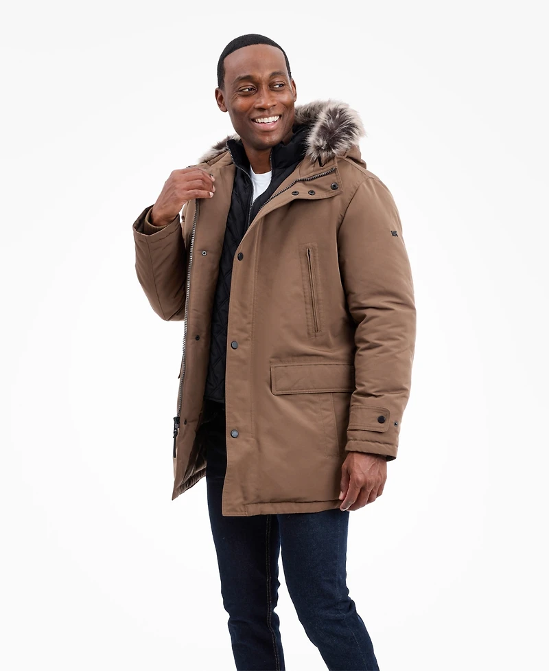 Michael Kors Men's Hooded Bib Snorkel Parka, Created for Macy's