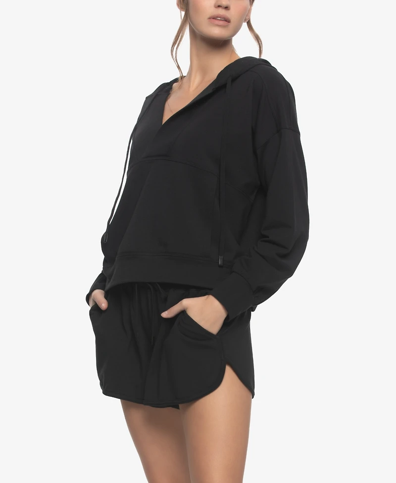 Felina Women's Regular Kimora French Terry Hoodie Sweatshirt with Shorts