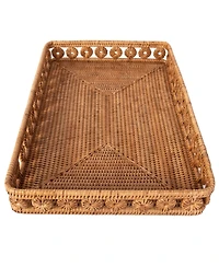 Artifacts Rattan Inna Design Rectangular Tray With Glass Insert