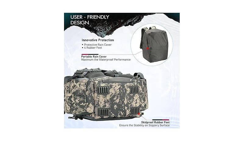 Fishing Tackle Backpack with 4 Trays, Large Outdoor Storage Tackle Bag with Protective Rain Cover for Fishing Gear