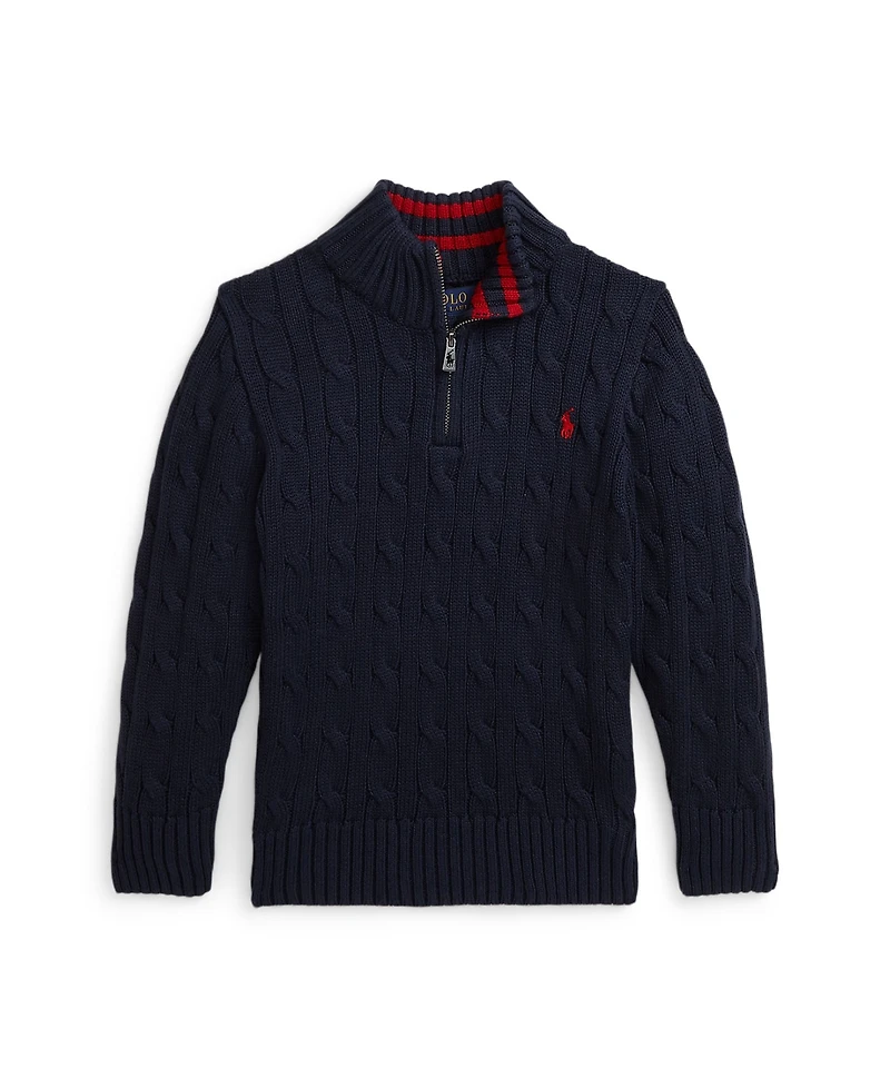 Polo Ralph Lauren Boys 2-7 Cable-Knit Cotton Quarter-Zip Sweater