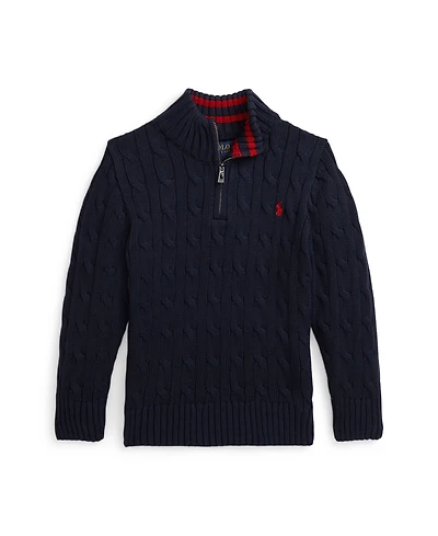 Polo Ralph Lauren Boys 2-7 Cable-Knit Cotton Quarter-Zip Sweater