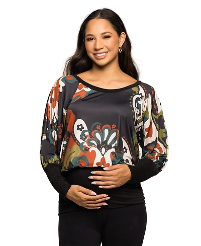 24seven Comfort Apparel Women's Maternity Scoop Neck Top