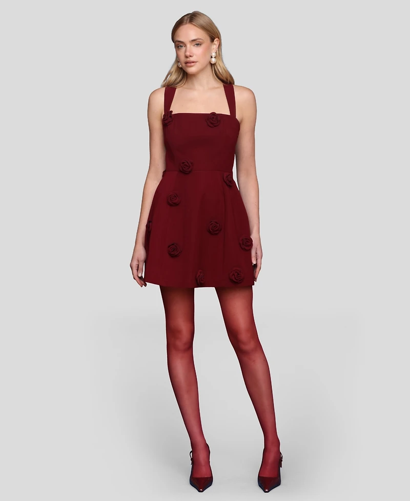 Avec Les Filles Women's Rosette Fit & Flare Mini Dress