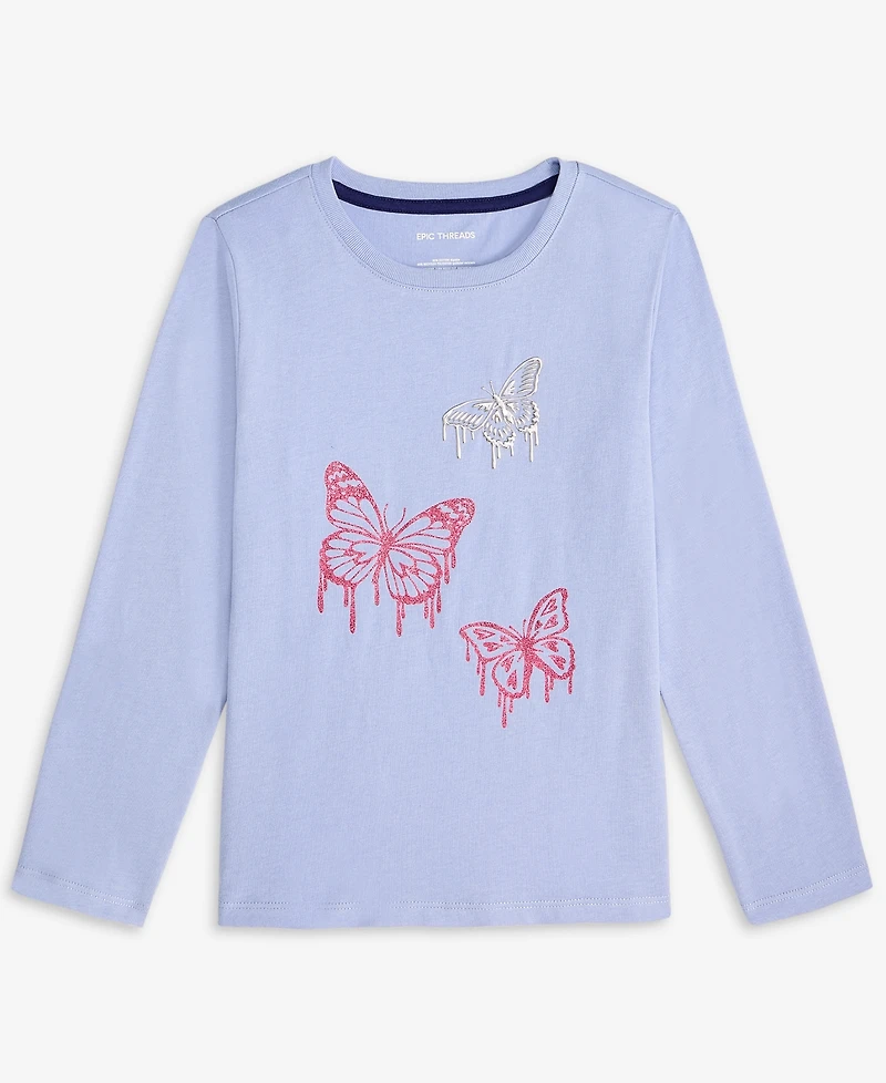 Epic Threads Girls 5-20 Butterfly Graphic Long-Sleeve T-Shirt, Macy's Exclusive