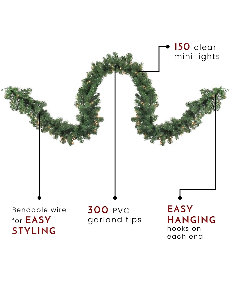 Northlight 9' Pre-Lit Windsor Pine Artificial Christmas Garland