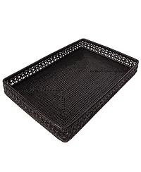 Artifacts Rattan Seca Design Rectangular Tray 17" With Glass Insert