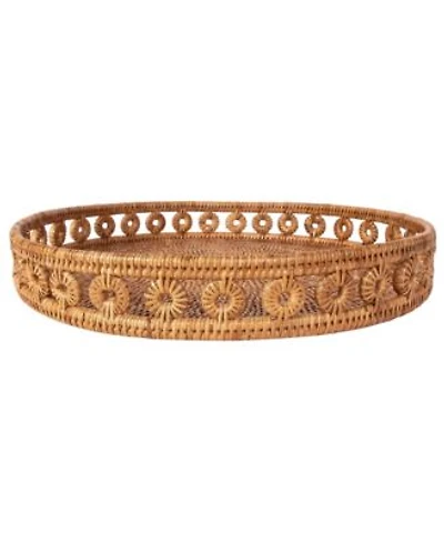 Artifacts Rattan Inna Design Round Tray 16 X22 With Glass Insert