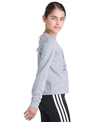 Adidas Big Girls 8-16 Long-Sleeve Regular-Fit Heather Logo Graphic T-Shirt