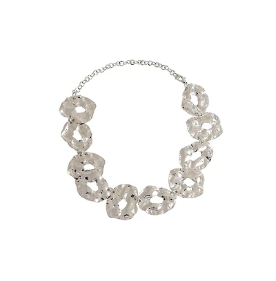 Sohi Women's Gold Dented Halo Statement Necklace
