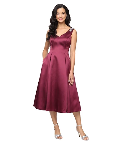 Alex Evenings Women's A-Line Sleeveless Shoulder Embellished Dress