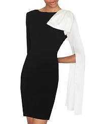 White Tie by Shani Women's Dramatic Bow Boat Neck Dress