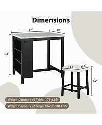 Boyel Living 3-Piece Bar Table and Chairs Set Lvory Tall Dining Table with Usb and Upholstered Bar Stool for Living Room Kitchen