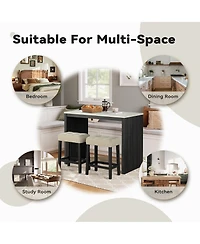 Boyel Living 3-Piece Bar Table and Chairs Set Tall Dining Table with Upholstered Bar Stool for Living Room Kitchen